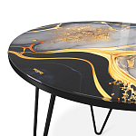 Стол журнальный с круглой столешницей из стекла Gold and Black Marble варинант исполнения - 3 | Loft Concept в Брянске