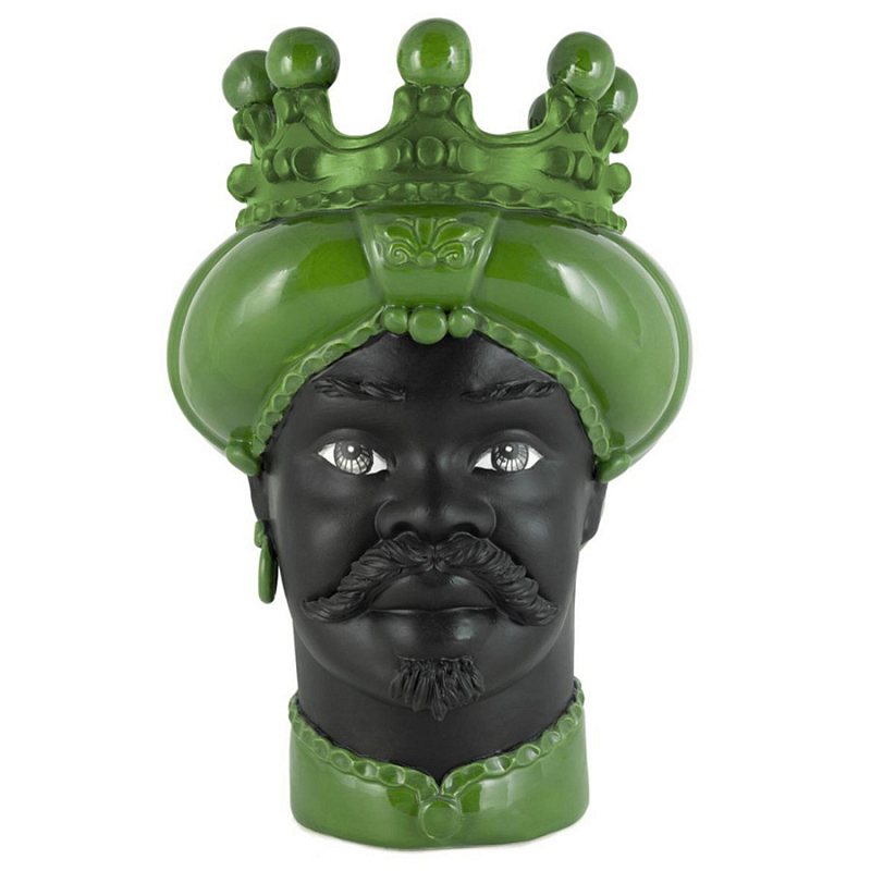 Ваза Vase Moro Man Crown Dark Green Черный Зеленый Ваза Vase Moro Man Crown Dark Green Черный Зеленый в Брянске | Loft Concept