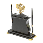 Часы настольные с Гербом России и 2-мя шариковыми ручками в комплекте Stone Clock варинант исполнения - 7 | Loft Concept в Брянске