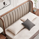 Кровать двуспальная с мягким изголовьем Moon Walnut Bed варинант исполнения - 5 | Loft Concept в Брянске