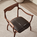 Стул деревянный с мягким сиденьем из коричневой натуральной кожи Moon Walnut Furniture варинант исполнения - 10 | Loft Concept в Брянске