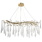 Линейная люстра с хрустальными подвесками в виде капель Droplet Crystal Gold Linear Chandelier 12 варинант исполнения - 1 | Loft Concept в Брянске