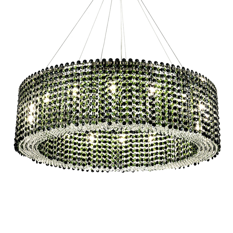 Круглая люстра с хрустальными подвесками Crystal Art Chrome Green Chandelier 12 Хром Зеленый Черный в Брянске | Loft Concept 