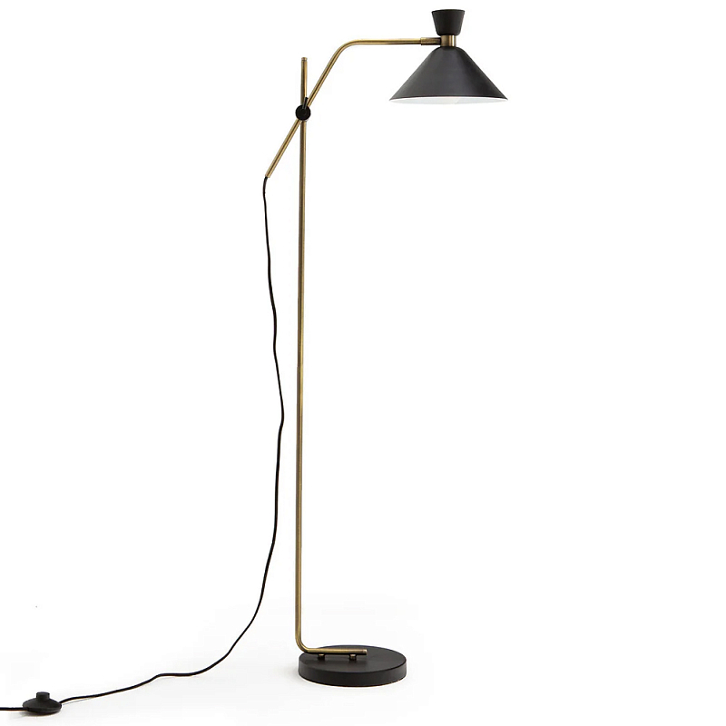Торшер с поворотным плафоном Davy Brass Floor Lamp Черный Латунь Торшер с поворотным плафоном Davy Brass Floor Lamp Черный Латунь в Брянске | Loft Concept