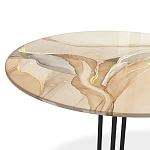 Стол журнальный круглый с бежевой столешницей из стекла Beige Marble варинант исполнения - 3 | Loft Concept в Брянске