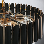 Люстра из черного металла с многоярусными подвесками из прозрачного хрусталя на золотой цепи Empire Black Chandelier Crystal варинант исполнения - 11 | Loft Concept в Брянске