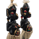 Комплект из 2-х деревянных статуэток Asmat Straw Headdress Statuettes Multicolor варинант исполнения - 5 | Loft Concept в Брянске
