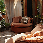 Кушетка круглая с обивкой из велюра коричневая Milky Brown Chair варинант исполнения - 8 | Loft Concept в Брянске