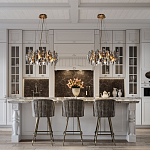 Люстра подвесная круглая с овальными подвесками из стекла дымчатого цвета Harlow Crystal Round варинант исполнения - 6 | Loft Concept в Брянске