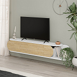 ТВ-тумба подвесная белая с полкой и откидной дверцей цвета древесины TONE TV STAND WHITE варинант исполнения - 2 | Loft Concept в Брянске