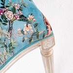 Стул из массива бука бирюзовый с изображением птиц и цветов Turquoise Beige Chinoiserie Birds Garden Chair варинант исполнения - 4 | Loft Concept в Брянске