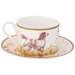 Чайная пара из фарфора с изображением собаки и зайцев 300 мл Hunting Porcelain Collection 2 варинант исполнения - 1 | Loft Concept в Брянске