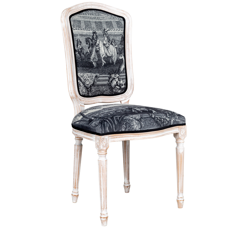 Стул Saint Germain Stool Черно-белый Белый винтажная патина Стул Saint Germain Stool Черно-белый Белый винтажная патина в Брянске | Loft Concept