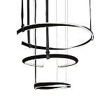 Люстра подвесная с 3-мя кольцами из кожаных ремней черного цвета Half Ring Horizontal  варинант исполнения - 1 | Loft Concept в Брянске