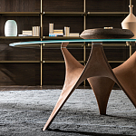 Дизайнерский круглый обеденный стол стеклянный с фигурным подстольем из цемента ARC Dining Table варинант исполнения - 4 | Loft Concept в Брянске