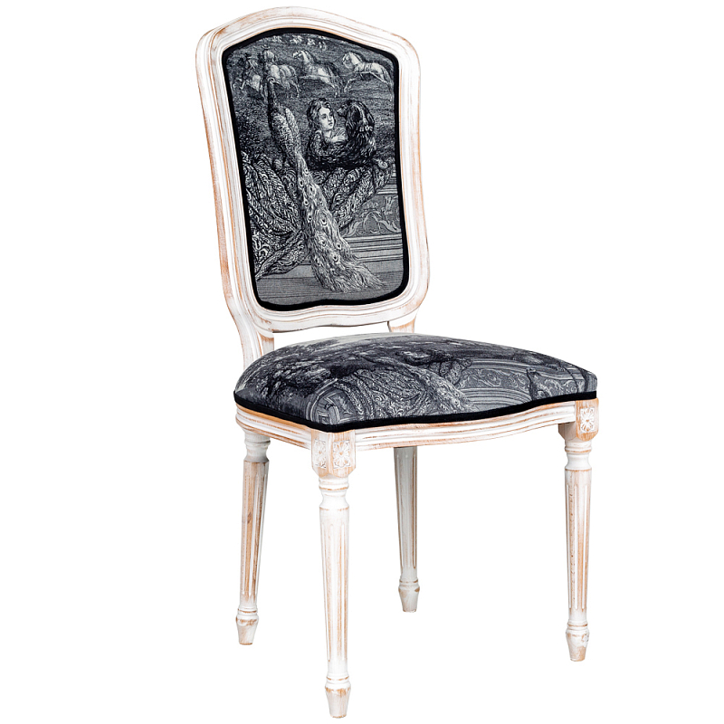 Стул Versailles Stool Черно-белый Белый винтажная патина Стул Versailles Stool Черно-белый Белый винтажная патина в Брянске | Loft Concept