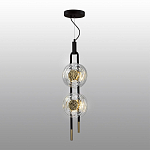 Подвесной светильник с 2-мя прозрачными стеклянными плафонами и золотистыми центральными вставками Virelia  варинант исполнения - 4 | Loft Concept в Брянске