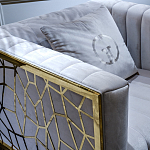 Кресло велюровое серое с фактурным каркасом золотистого цвета Best Traits варинант исполнения - 3 | Loft Concept в Брянске