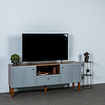 ТВ-тумба серая из массива бука с 2-мя дверками и ящиком Wenge Light варинант исполнения - 7 | Loft Concept в Брянске