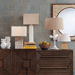 Настольная лампа с белым каркасом и тканевым абажуром Natural Stems варинант исполнения - 4 | Loft Concept в Брянске