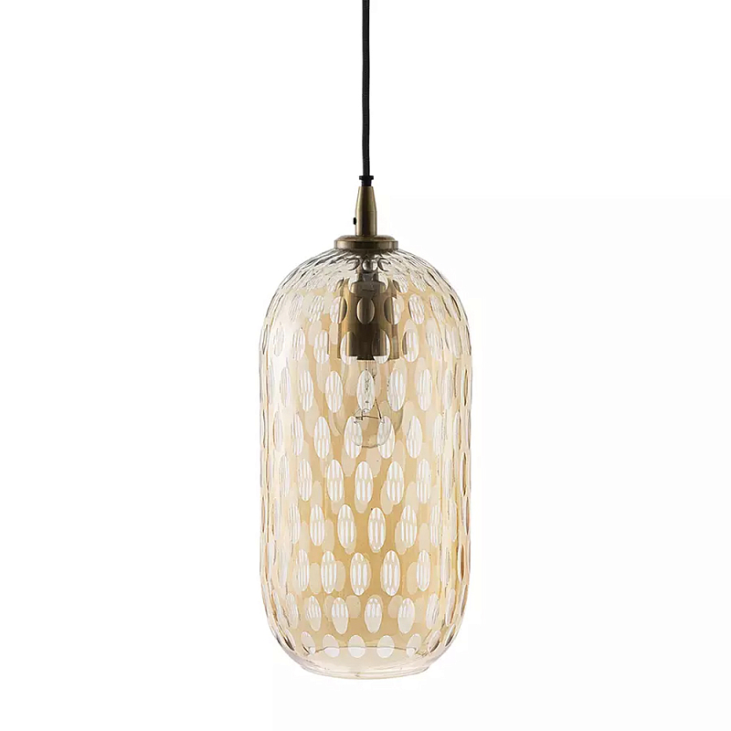 Подвесной светильник с плафоном из затемненного стекла с рельефным узором Glass lampshade with Relief Pattern Янтарный Подвесной светильник с плафоном из затемненного стекла с рельефным узором Glass lampshade with Relief Pattern Янтарный в Брянске | Loft Concept