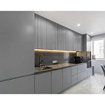 Прямой серый кухонный гарнитур с фрезерованным фасадом Idelle Kitchen Set варинант исполнения - 3 | Loft Concept в Брянске