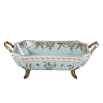 Блюдо прямоугольное из голубого фарфора с ручками и рисунком птиц и цветов Blue Garden варинант исполнения - 1 | Loft Concept в Брянске