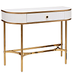Консоль с ящиком белая с золотом Textured White Console with Gold варинант исполнения - 1 | Loft Concept в Брянске