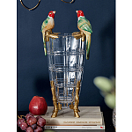 Ваза из прозрачного стекла с бронзовыми ножками и фигурками попугаев Eden Garden porcelain and bronze варинант исполнения - 1 | Loft Concept в Брянске