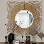 Зеркало-солнце круглое с золотыми лучам Sunrise варинант исполнения - 2 | Loft Concept в Брянске