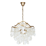 Люстра подвесная с белыми перламутровыми подвесками и изогнутыми золотистыми элементами Диаметр 50 см SHELL Chandelier варинант исполнения - 1 | Loft Concept в Брянске