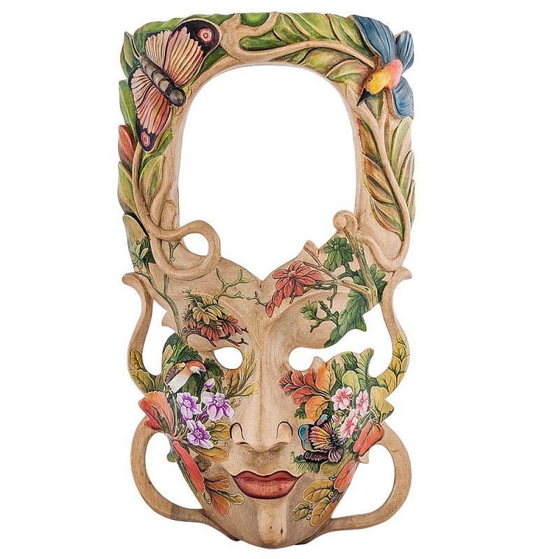 Маска деревянная резная расписная Tropical Mask Мульти в Брянске | Loft Concept 