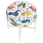 Пуф детский круглый с принтом на 4-х белых ножках Dinosaurs CHILDHOOD варинант исполнения - 3 | Loft Concept в Брянске