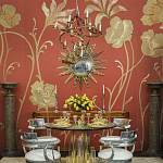 Обои с вышивкой ручной работы Deco Flowers Original colourway on wool sateen варинант исполнения - 1 | Loft Concept в Брянске