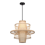 Подвесной светильник фигурный из деревянных прутьев с плафоном из натуральной ткани Light Inside the Cell варинант исполнения - 4 | Loft Concept в Брянске