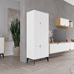Комод белый с 4-мя дверцами на металлических ножках SPARK MULTIPURPOSE CABINET WHITE варинант исполнения - 4 | Loft Concept в Брянске