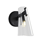 Бра конусообразной формы из прозрачного акрила и черной стали Glass Cylinder Black варинант исполнения - 1 | Loft Concept в Брянске