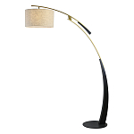 Торшер с изогнутой черной металлической ножкой и цилиндрическим абажуром из ткани Arched Metal Base  варинант исполнения - 1 | Loft Concept в Брянске