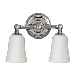 Бра для ванных комнат с 2-мя белыми плафонами в форме колокола на круглом основании цвета хром Feiss варинант исполнения - 1 | Loft Concept в Брянске