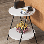 Стол приставной с 2-мя круглыми белыми столешницами ESSEL SIDE TABLE WHITE варинант исполнения - 9 | Loft Concept в Брянске