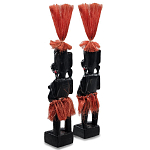 Комплект из 2-х деревянных статуэток Asmat Red Straw Headdress Statuettes варинант исполнения - 2 | Loft Concept в Брянске