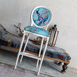 Барный стул из массива бука с изображением птиц и цветов Turquoise Beige Chinoiserie Garden Chair варинант исполнения - 8 | Loft Concept в Брянске