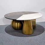 Дизайнерский журнальный стол с круглой столешницей на 3-х геометрических ножках Lehumod варинант исполнения - 1 | Loft Concept в Брянске