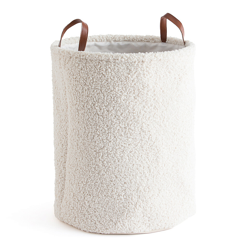 Корзина для белья из ткани букле Boucle Organizers Round Молочный Коричневый Корзина для белья из ткани букле Boucle Organizers Round Молочный Коричневый в Брянске | Loft Concept