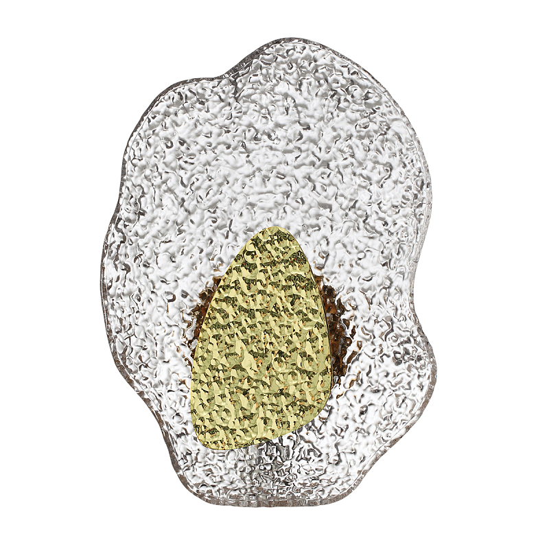 Бра с рельефным волнообразным стеклянным плафоном и вставкой из мрамора Liquid Stone Золотой Прозрачное Стекло Никель в Брянске | Loft Concept 