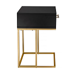 Приставной столик с резным узором на выдвижном ящике Black Table Carved Pattern варинант исполнения - 5 | Loft Concept в Брянске