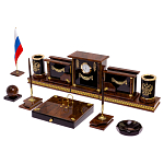 Настольный письменный набор с часами из природного камня обсидиана Royal Set варинант исполнения - 2 | Loft Concept в Брянске