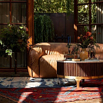 Трехместный диван с кожаной обивкой коричневый Coste Leather Sofa варинант исполнения - 8 | Loft Concept в Брянске