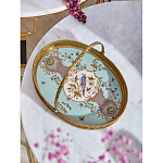 Блюдо овальное с ручкой и голубым фарфоровым дном с цветочным рисунком Blue Garden варинант исполнения - 2 | Loft Concept в Брянске