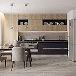 Прямая кухня с фасадом под дерево Maurice Kitchen Set варинант исполнения - 1 | Loft Concept в Брянске